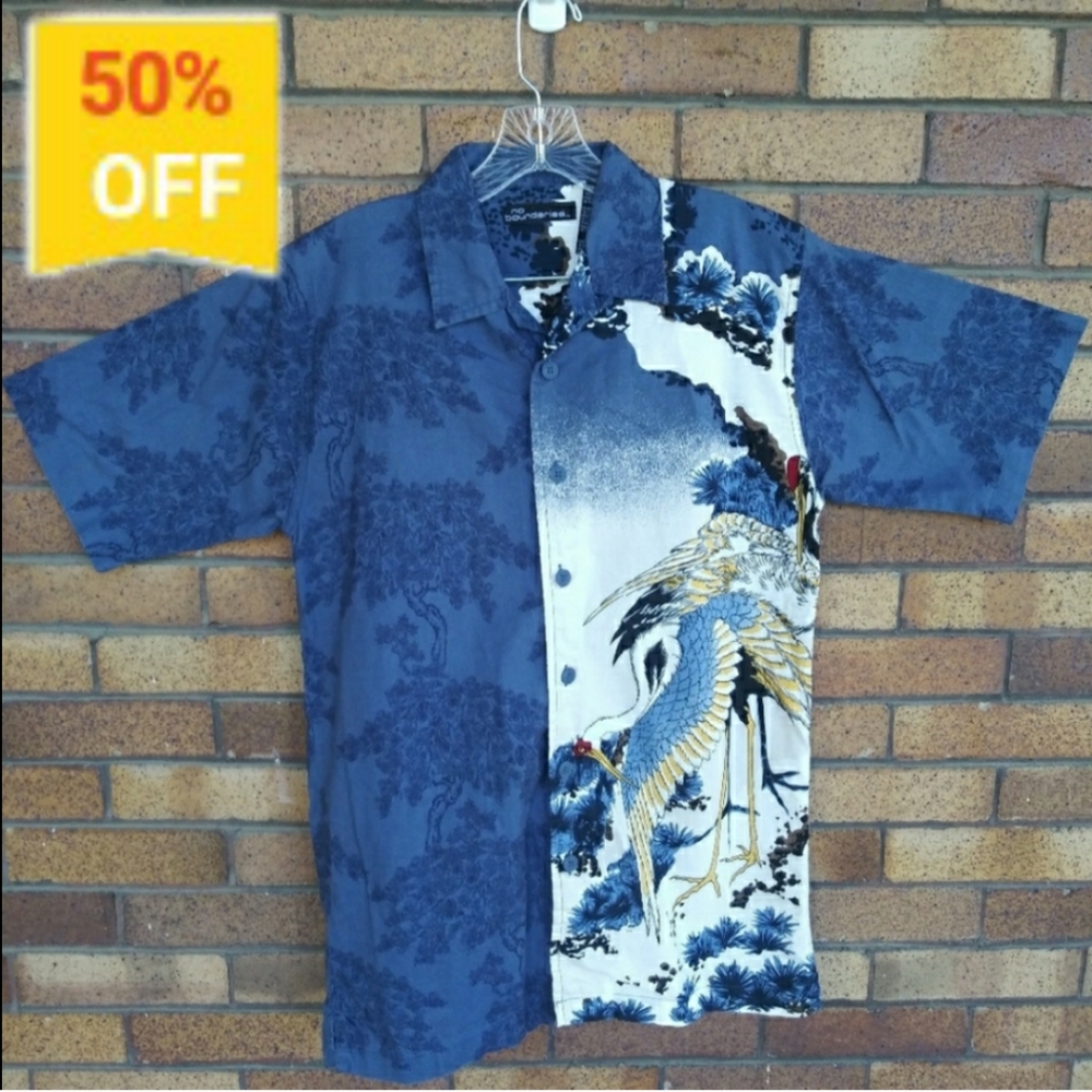 No Boundaries Print Shirt Stork Blue Small